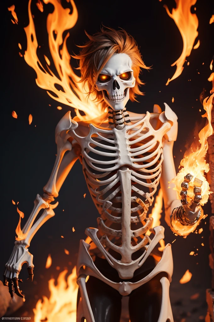 Jojo style skeleton on fire 