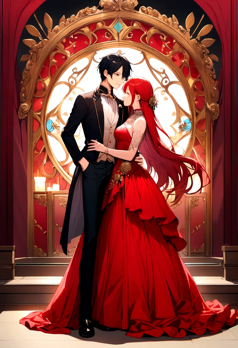 Couple, girl wtih red long hair and also na boy.