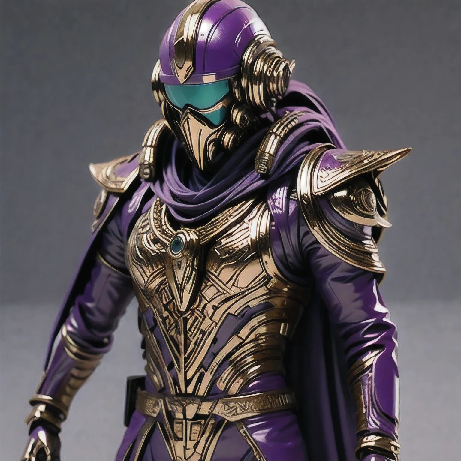 Close up of purple and gold toys, Super detailed fantasy characters, Science Fiction Characters render, detailed humanoid, Star Pathfinder Characters, Science Fiction Characters, Science Fiction Characters, humanoid character, very detailed character, Color Rendering, 3D Rendering Character Art 8K, Alien Armor, safi'jiiva armor, Marmoset Rendering