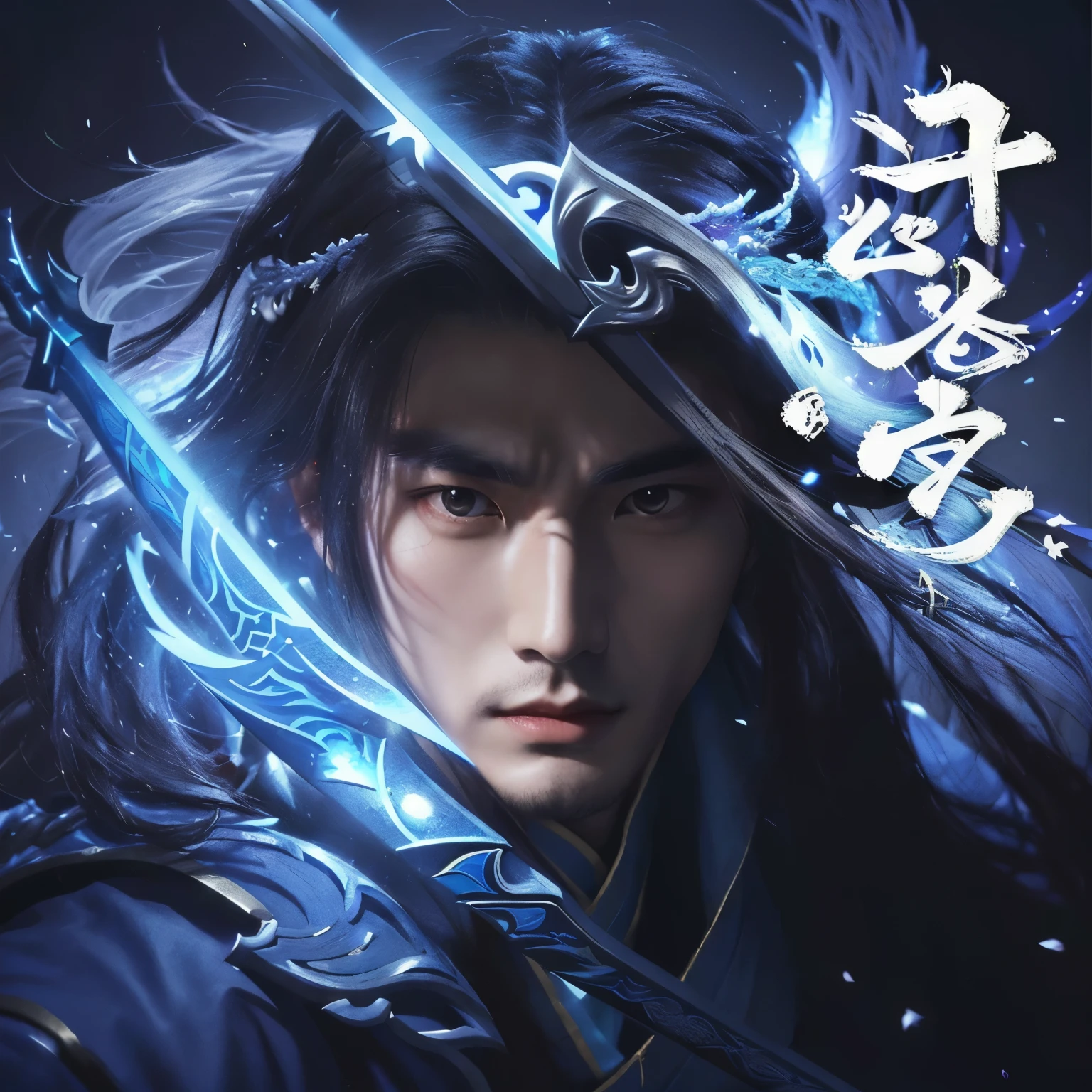 a close up of a person with a sword in a poster, xianxia hero, heise jinyao, zhao yun, by Yang J, inspired by Cao Zhibai, inspired by Zhao Yuan, inspired by Guan Daosheng, inspired by Zhang Wo, wuxia, handsome guy in demon slayer art, inspired by Zhang Han