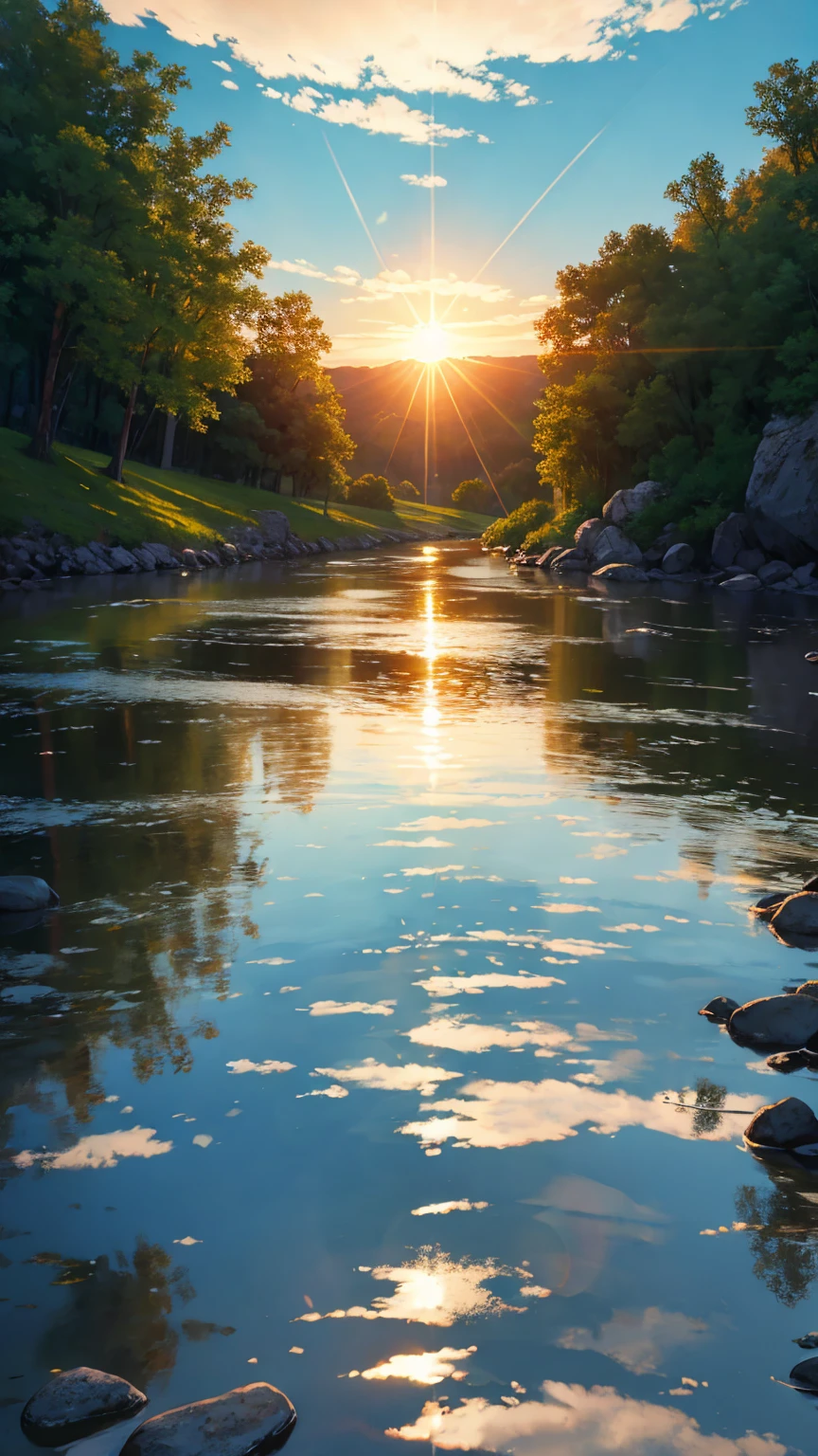 Clear streams, sun rise