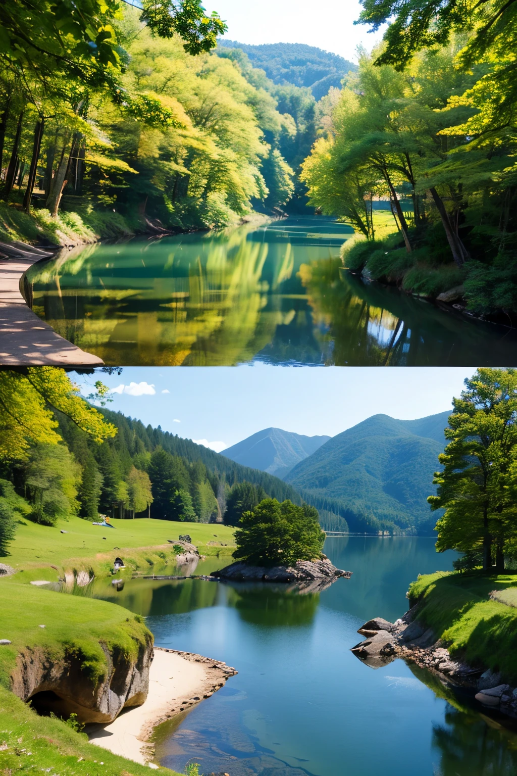 ((Highest quality)), ((masterpiece)), (detailed), Natural landscapes and people meditating々(16:9)