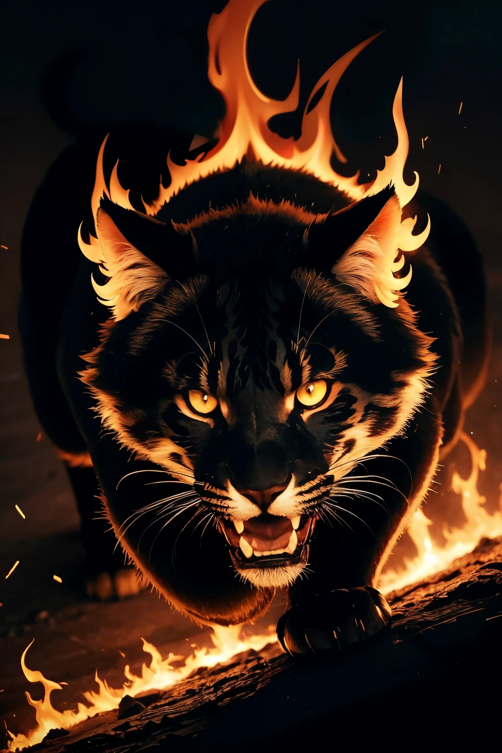 panter, angry, ventor, flames, dark, frightening, intimidating
