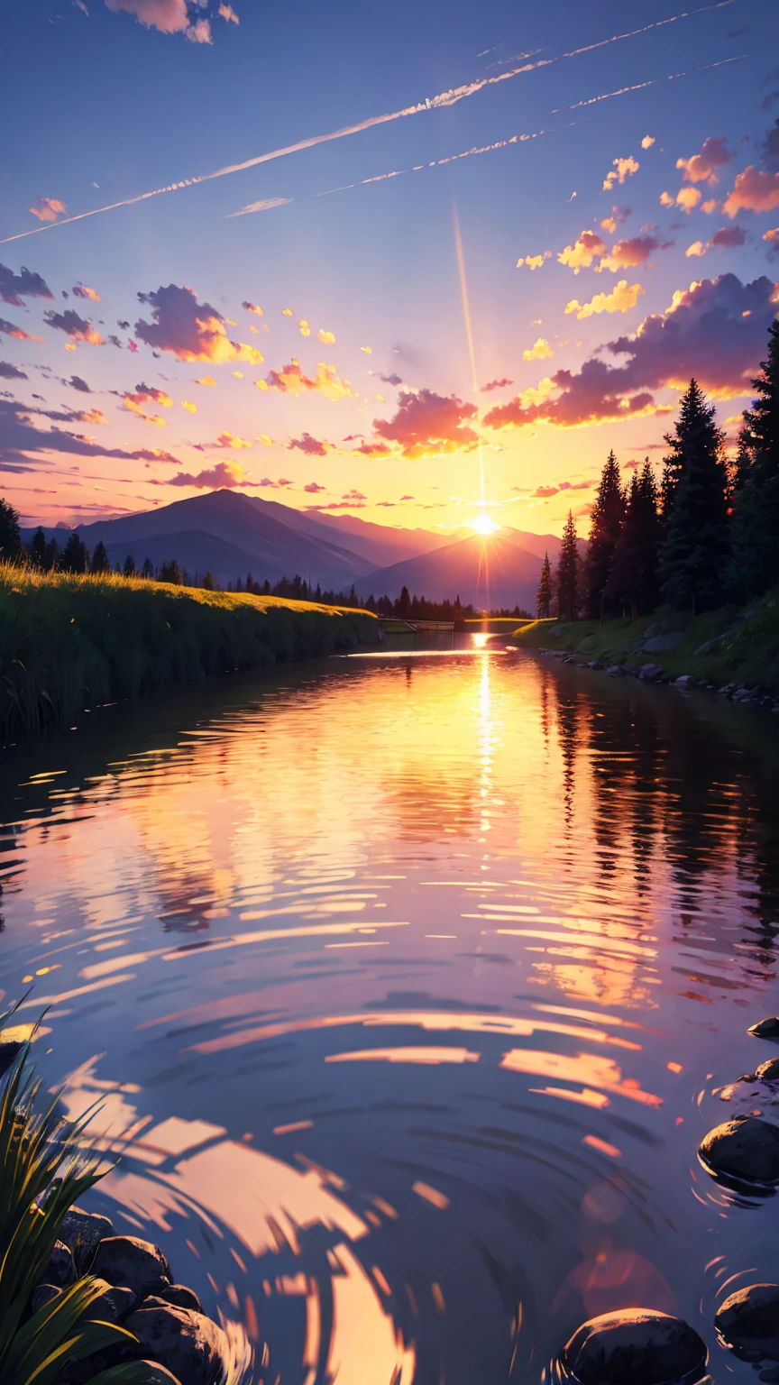 Clear streams, sunset