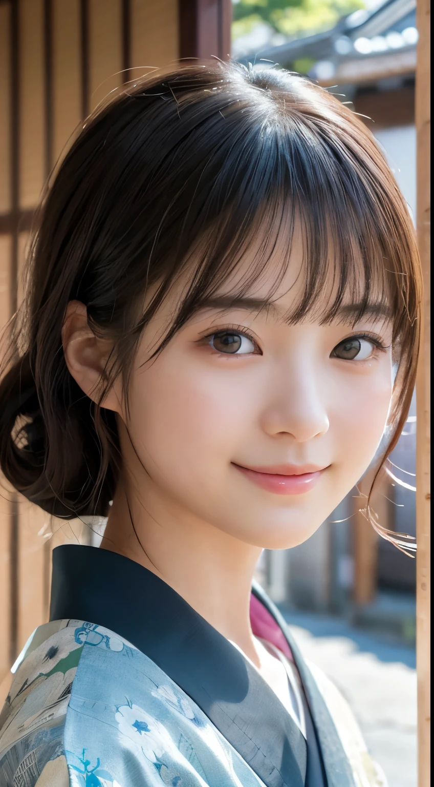 Professional Lighting,(Realistic:1.4), (Top image quality:1.0), (超High resolution:1.0), 8K, Raw photography, (masterpiece:0.2), (Dealing with the Children_v1:0.5)、(最高quality Detail:1.2)、Realistic、8K Ultra HD、High resolution、(1 Girl:1.2)、超detailedな、High quality textures、複雑なdetailed、detailed、Very detailed CG、High quality shadows、detailed 美しく繊細な顔、Beautiful details and a delicate eye、(Symmetrical eyes:1.2),Written boundary depth、Ray Tracing,1 Girl, Japanese Girls, (Natural smile:1.4),cute, thin, Portrait of a beautiful Japanese woman in a kimono, Standing elegantly on a street corner in Kyoto. Kimono with vibrant traditional patterns, Hair decorated with elegant and delicate hairpins, Gentle expression. (With the old streets of Kyoto in the background:1.4)、The soft light of a spring afternoon、Adding tranquility to the scene. Rendered in a Realistic style with great attention to detail, High resolutionの画像.Sky Porn, Magic Hour, (Realistic:1.3), finely, quality, (Tabletop:1.2), (Realistic:1.2), (最高quality), (複雑なdetailed), dramatic, Ray Tracing, photograph, +roller