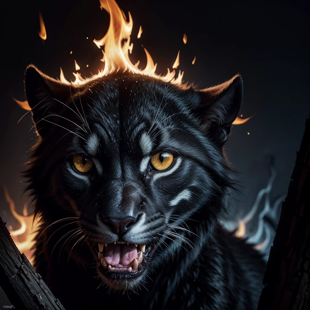 panter, angry, ventor, flames, dark, frightening, intimidating, all plan, flame shape