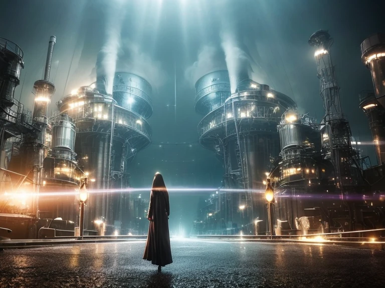 Mysterious atmosphere, Atmospheric, Ethereal quality,Realistic,beautifully、aesthetic,, alone,between legs,,(Browsing Caution:0.85),, democracy,, Power plant,, (Sparkling atmosphere, Enchanting Sparkle, Bright lighting, Ethereal atmosphere, Enchanting Sparkle, Exciting colors, Captivating colors, Dramatic lighting, Captivating aura),