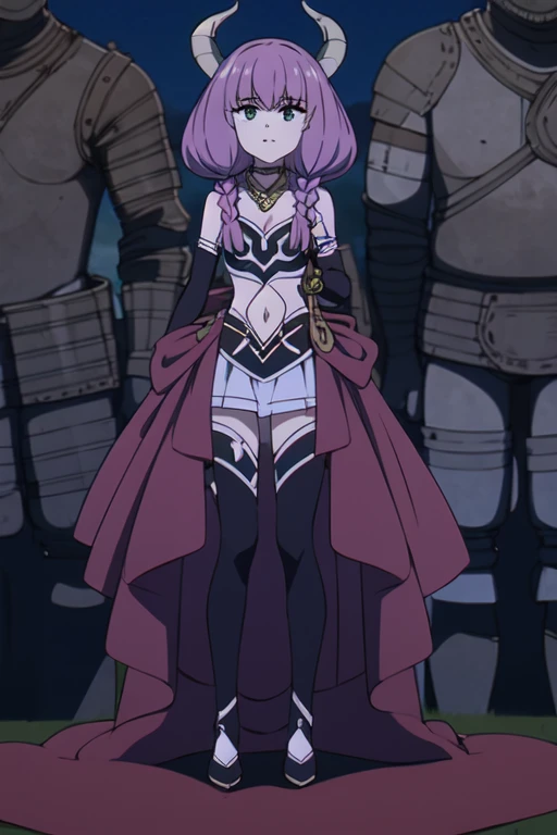 ((Best quality))),((Ultra-detailed)),((illustration)),((Disheveled hair)),((frilld)),(1 girl),(Solo),
1girl,arabian_clothes,bare_shoulders,breasts,bridal_gauntlets,full_body,jewelry,long_hair,mask,midriff,mouth_veil,navel,necklace,pants,solo,veil,rating:safe,arm_warmers,blue_footwear,card,card_(object),choker,cleavage,dress,female,hair_ornament,hand_up,holding,holding_card,holding_object,looking_at_viewer,makaria,small_breasts,standing,standing_on_one_leg,sun_hair_ornament,
pink hair,grey hair,Horns,