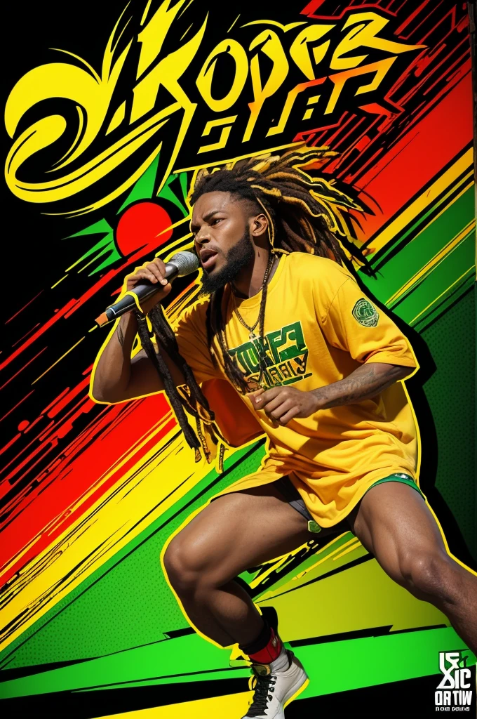 Generate a logo with the letters COROA DO REGGAE in reggae colors