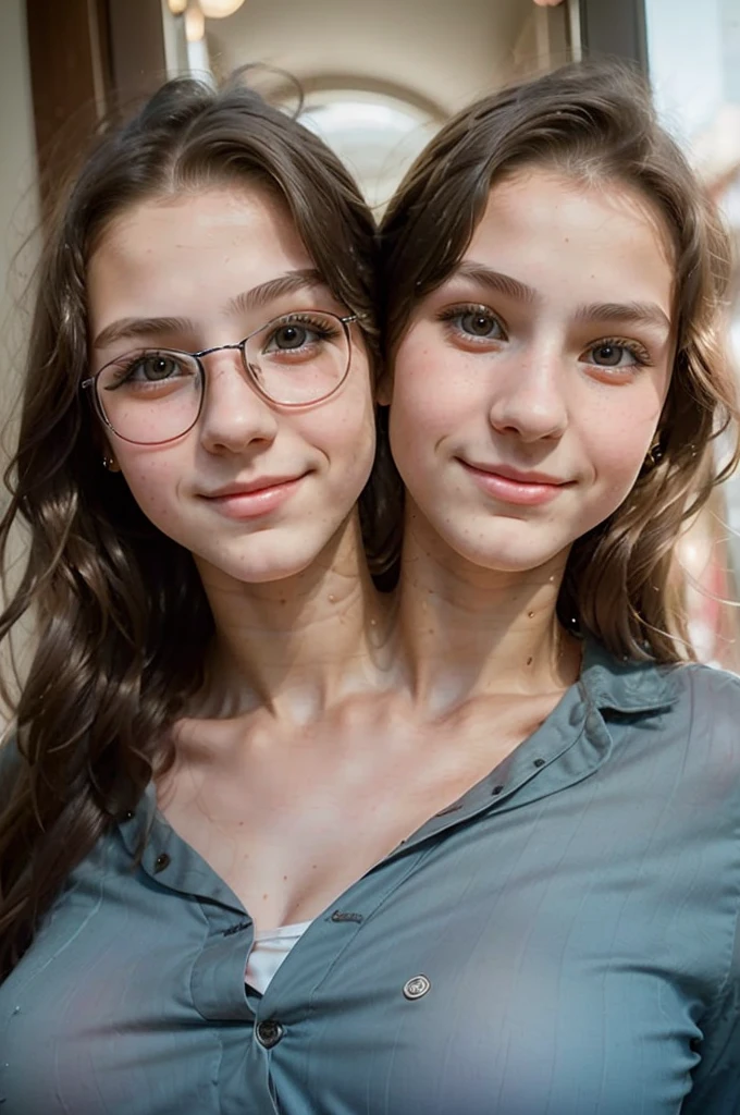 2heads, (a 13 year old girl and a 15 year old girl:1.5), (conjoined:1.5), (two headed:1.5)