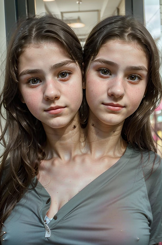 2heads, (a 13 year old girl and a 15 year old girl:1.5), (conjoined:1.5), (two headed:1.5)