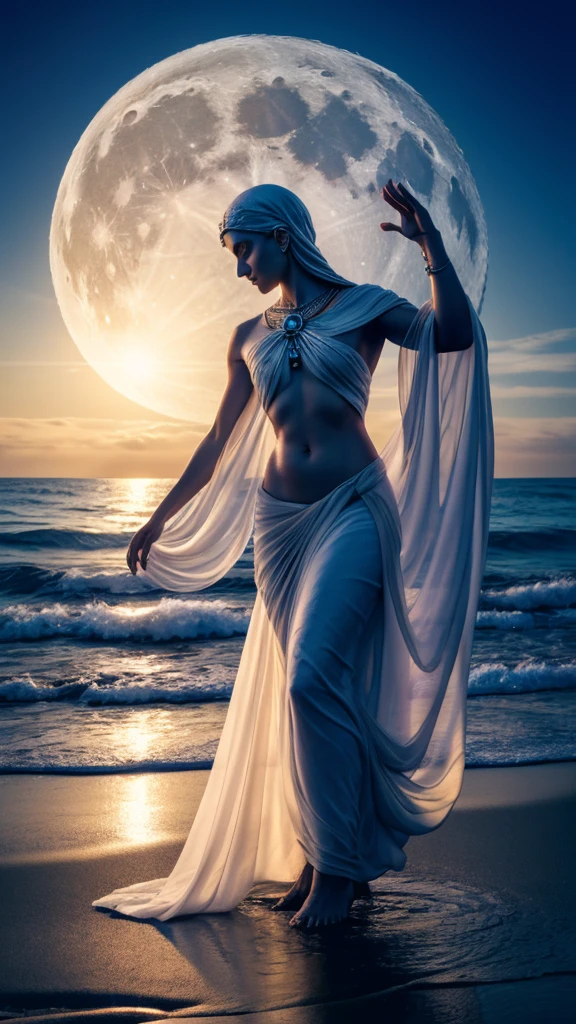 Create a visually stunning, photorealistic image that captures the deep, emotive essence of Cancer. Imagine a serene male figure, standing, on the shore of a vast ocean, symbolizing the protective and intuitive nature of this sign. Surround her in an aura of soft light and moon reflections on the water, representing the emotional connection and sensitivity of Cancer.Surround her with a majestic crab by her side, with its claws open in a gesture of protection, reflecting the security and inner strength of Cancerians. Meticulous attention to detail in the figure's expression should convey a blend of compassion and resilience, key characteristics of Cancer.Use delicate lighting and soft colors, like shades of silver and blue, to create a calming and introspective atmosphere. Ensure the scene captivates viewers and leads them to feel the emotional depth and intimate connection with the cycles of nature and tides, intrinsic to the Cancer spirit.