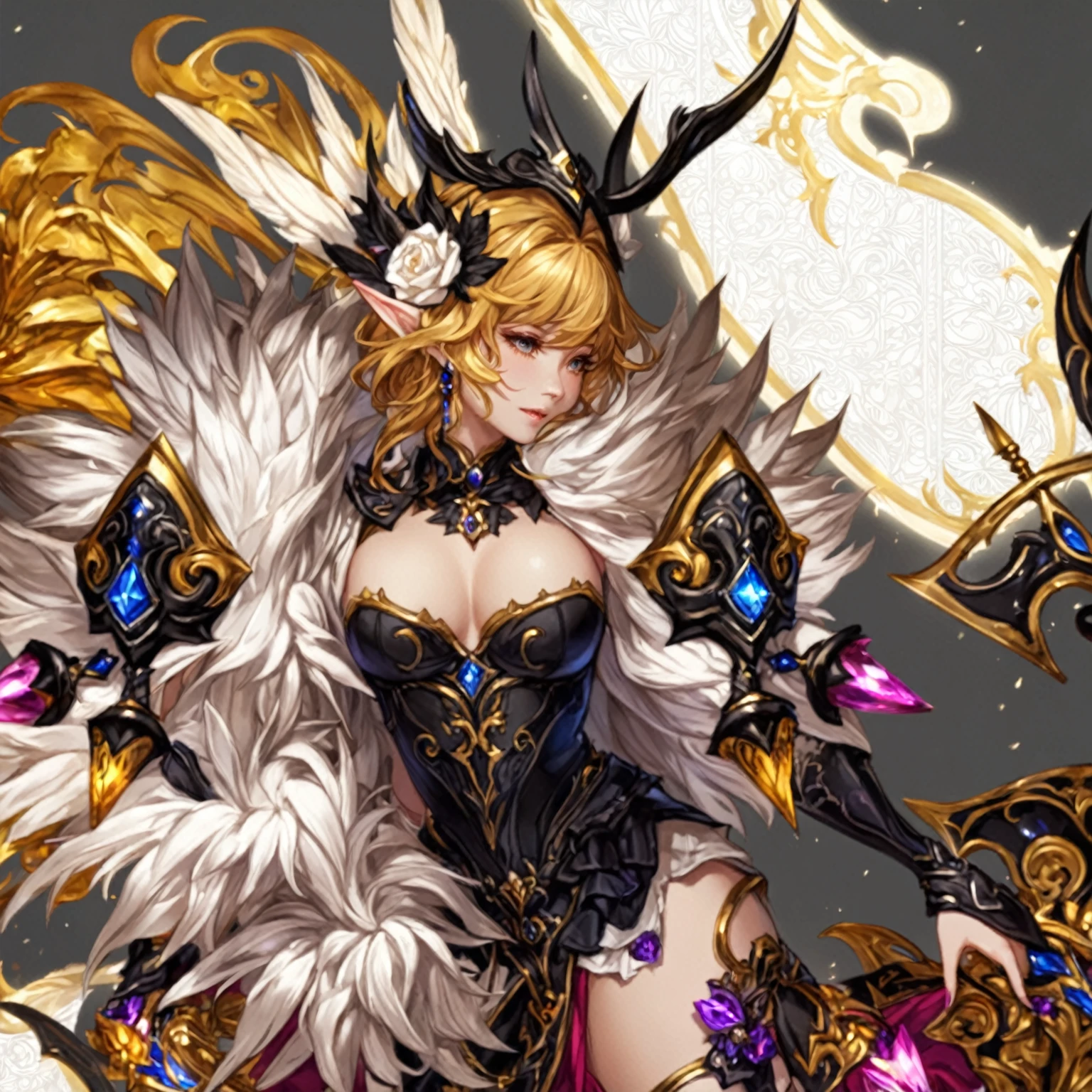 masterpiece, best quality, 1 girl, female focus, solo, Fantasy aesthetics, Highly detailed, shadowverse style. female, elf