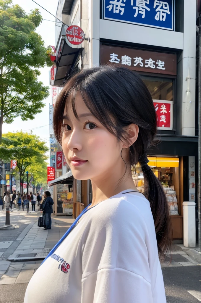 ((Highest quality)), ((masterpiece)), (detailed), Japanese,Street Corner,Beauty,Mature Woman