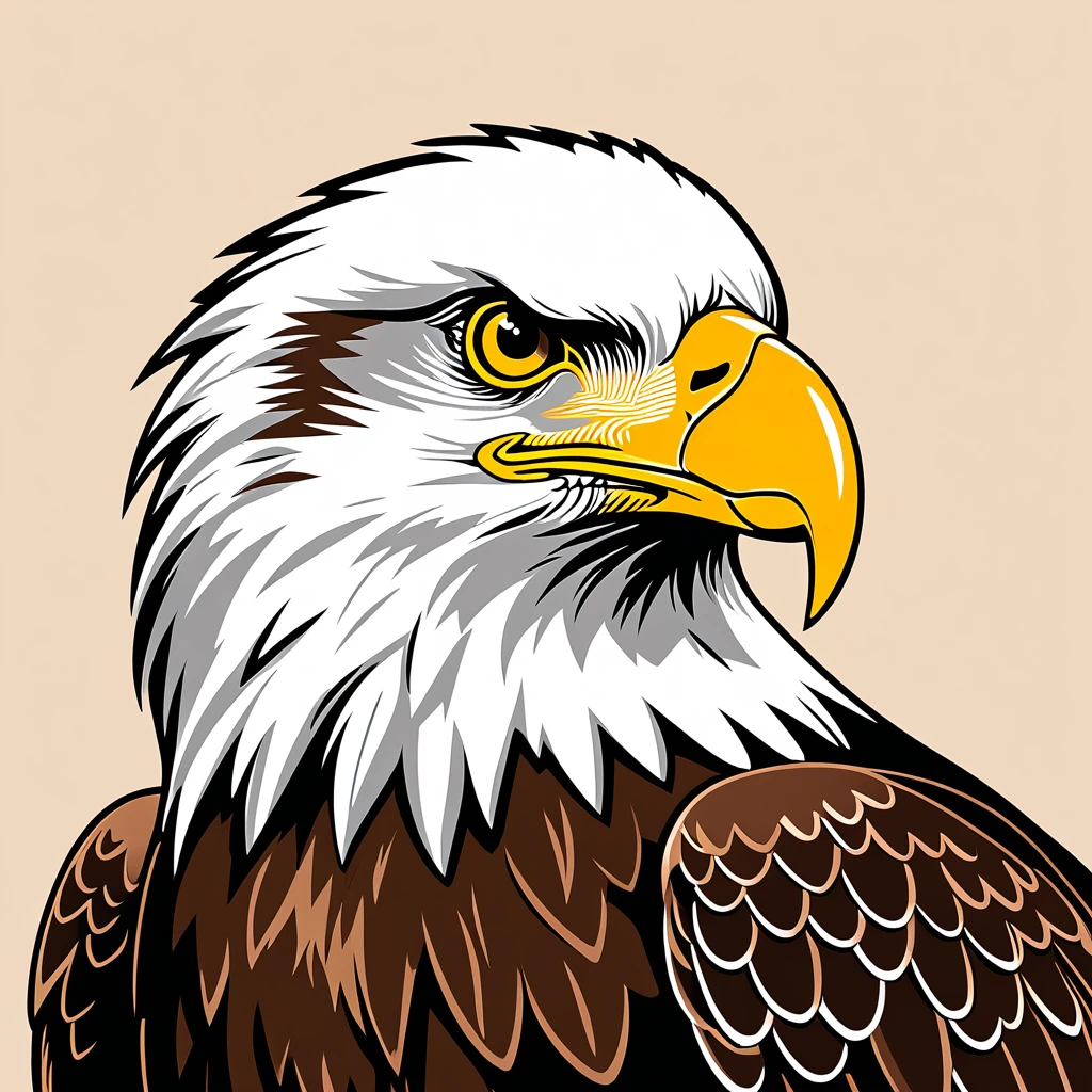 cute eagle, illustration, vector graphics, strong contours
