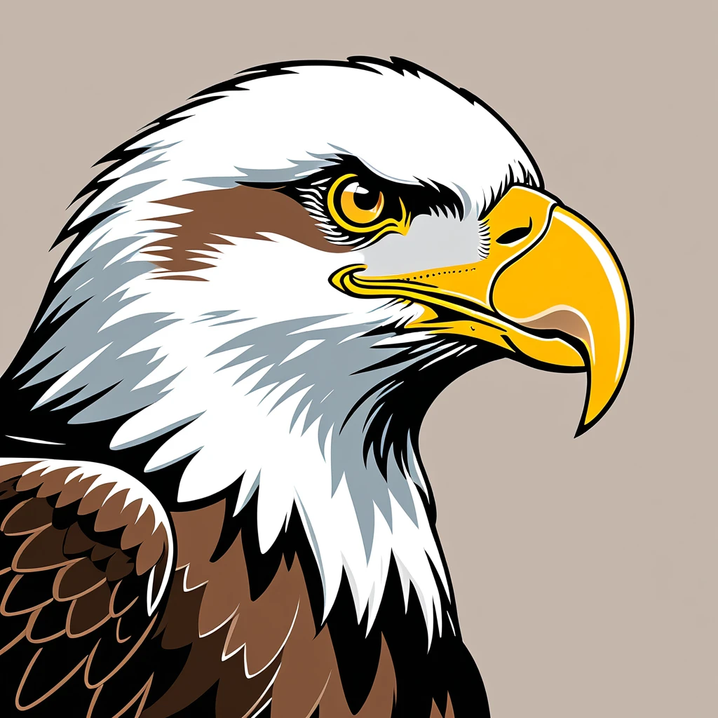 cute eagle, illustration, vector graphics, strong contours