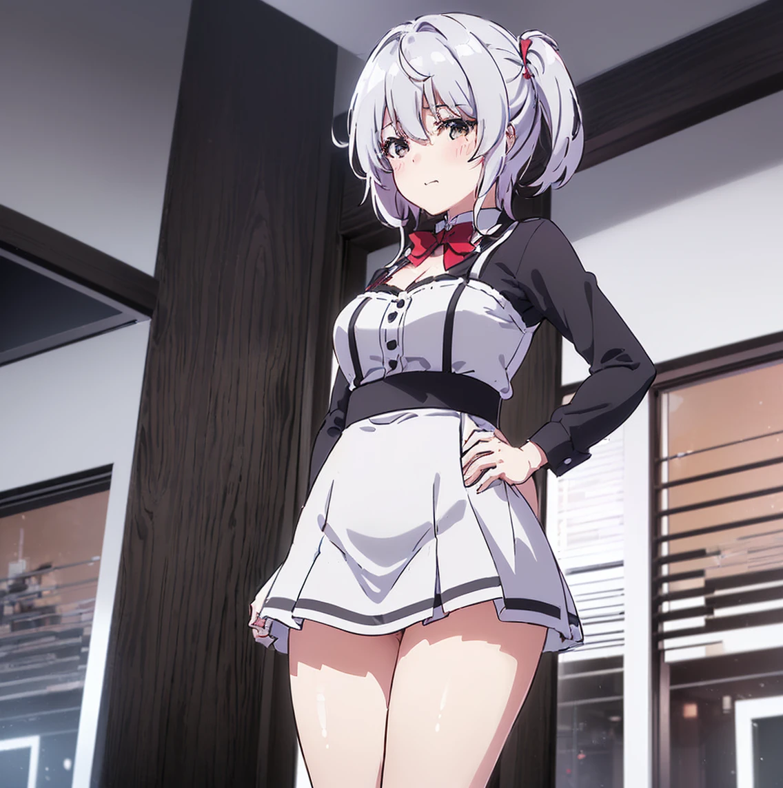 totsuka_almost_yahariorenoseishunlovecomewamachigatteiru grey_hair, short_hair, male_focus, blue_eyes, smile, playboy bunny, Playboy lasts, fishnet stockings, the breasts do not fill the suit, fat butt, 