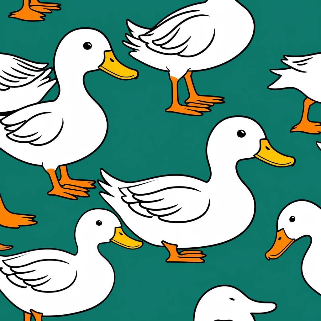 cute duck, illustration, vector graphics, strong contours