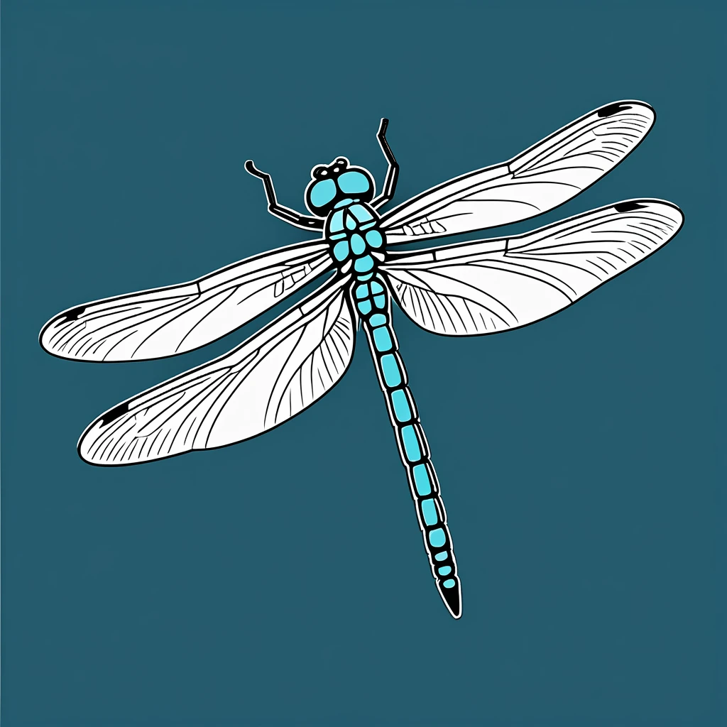 cute dragonfly, illustration, vector graphics, strong contours