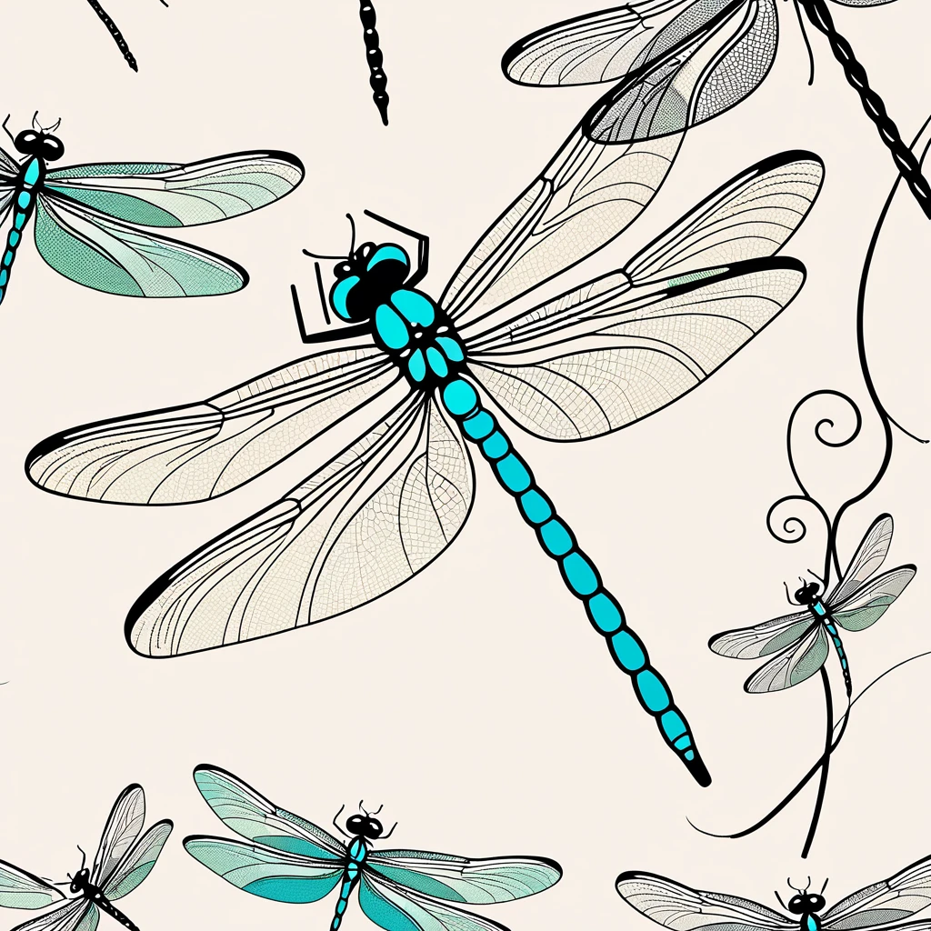 cute dragonfly, illustration, vector graphics, strong contours
