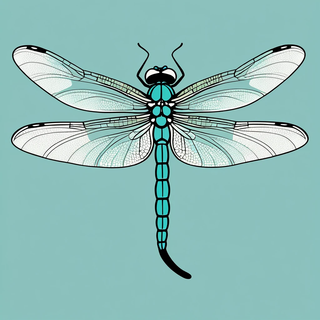 cute dragonfly, illustration, vector graphics, strong contours