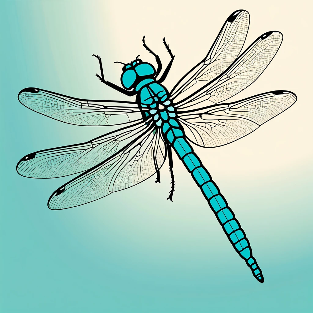cute dragonfly, illustration, vector graphics, strong contours