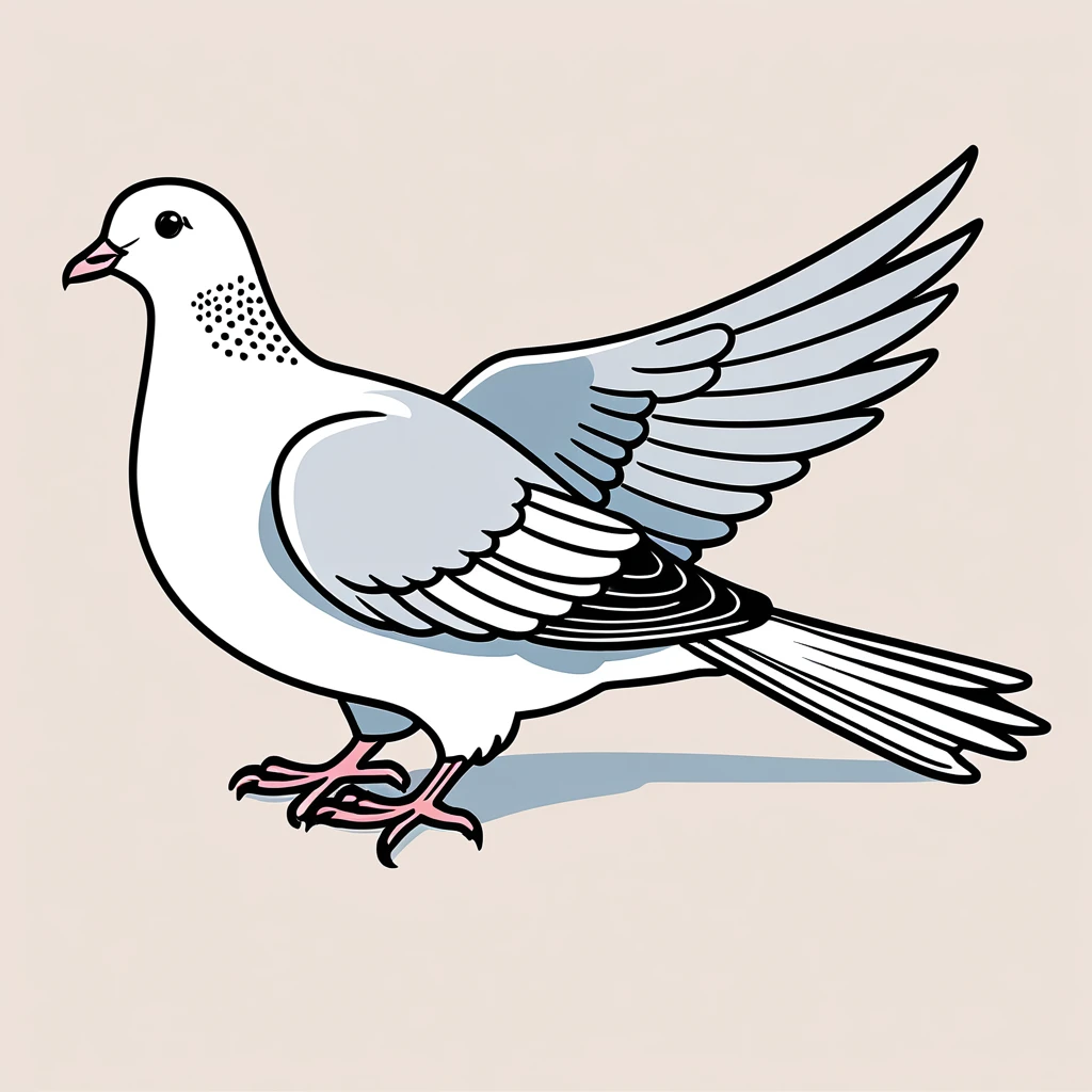 cute dove, illustration, vector graphics, strong contours
