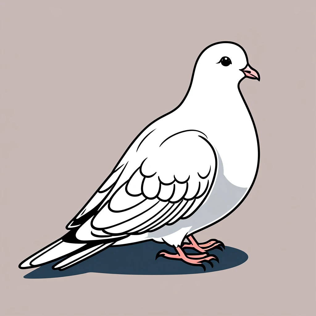 cute dove, illustration, vector graphics, strong contours