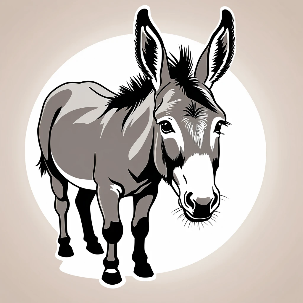 cute donkey, illustration, vector graphics, strong contours