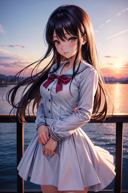 Anime girl posing for a photo., beautiful anime high school girl, a hyperrealist , hyperrealist , cute anime waifu with a nice dress, anime girl in real life, realist , seductive anime girl, as an cartoon character, attractive anime girl, uniform jk, beautiful anime girl, realist anime 3 d style, cartoon character