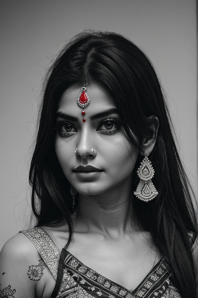 Make a sketch of durga mata , it should be aesthetic use only 3 colour red white and black