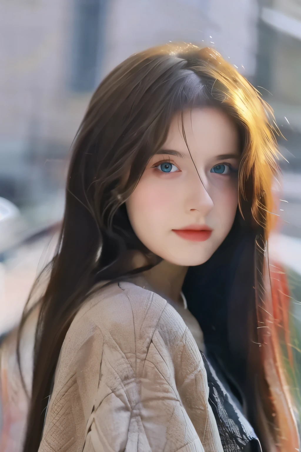 There is a young woman with long hair and blue eyes, adorable digital painting, realistic beautiful girl painting, digital art. realistic photo, very beautiful girl, beautiful digital painting, beautiful , photorealistic digital painting, realistic digital painting, Beautiful young, ultra realistic digital painting, beautiful , beautiful digital painting, very realistic digital art, beautiful young girl