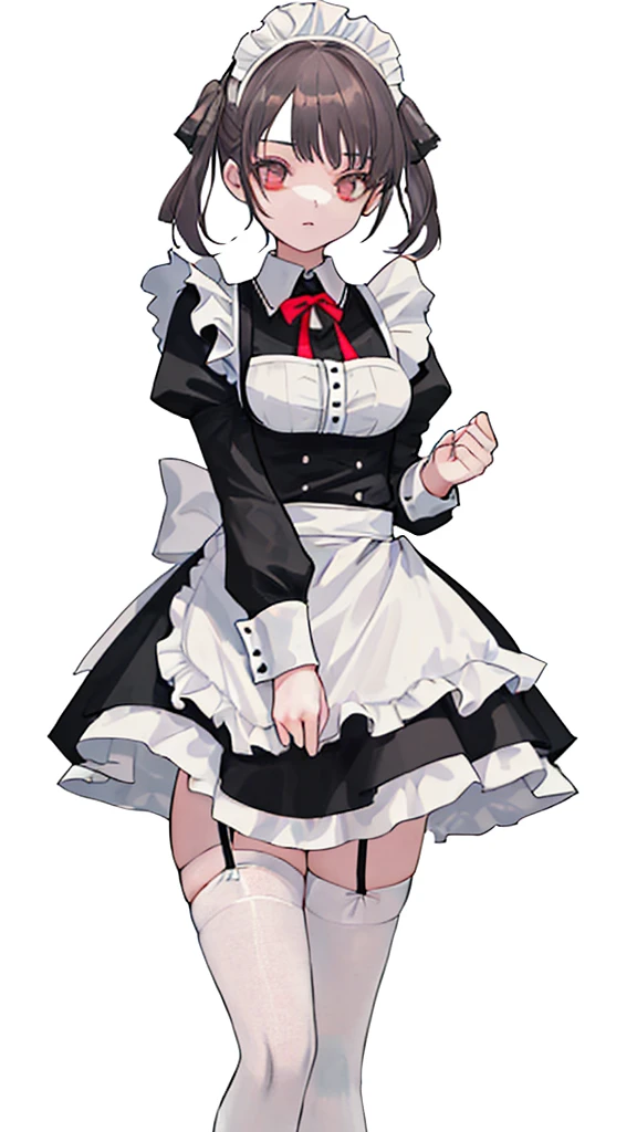 The girl in the picture is wearing a maid outfit