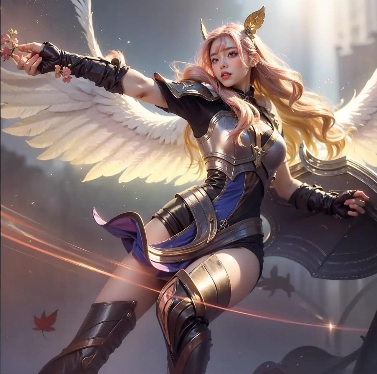 battlemech,(Blonde girl),(Huge ponytail),Glowing blue eyes,Blue Light Energy Longsword,Galactic,Mechanical and exquisite,((Blonde Beauty))pubic detail,mech wings,elegent,Blue Mecha,Glowing blue-blue eyes,(Stocking Heels),land,Mechanical and exquisite,pubic detail,mech wings,elegent,There are hands and feet,angled,angled,immensity,Wind,hazy,Mecha's eyes glow blue,Blue Mecha,Glowing blue-blue eyes,Holding the sword of delicate light energy,Skysky,Mechanical and exquisite,pubic detail,Huge mech wings,elegent,The tree々,There are hands and feet,angled,angled,immensity,baiyun,hazy,Mecha's eyes glow blue,pubic detail,Winds of the future,sacredness,Cavalier,battlemech,Glowing blue eyes,Blue Delicate Sniper Rifle,Skysky,Mechanical and exquisite,pubic detail,Huge mech wings,elegent,The tree々,There are hands and feet,angled,angled,immensity,baiyun,hazy,Mecha's eyes glow blue,pubic detail,Winds of the future,sacredness,Cavalier,the face is clear,Face wearing mask armor,masterpaintings,best qualtiy,offcial art,the Extremely Detailed CG Unity 8K Wallpapers,brightened light,(light particules,(Illustration)(Farbe)goodlooking,impeccable,((Graphic Painting)),(Heavier stroke)),(bold lines),Highest image quality,masterpaintings,Filigree,long eyeslashes,(((silhuette))),Very detailed background,tulips,Banana leaves,lilie,dew,Date palm flowers,Ryu,Light white off-the-shoulder dress,Mottled sunlight,(Close-up of people),(Heavy sweat dripping all over the body)((Super best quality)), ((A very masterpiece)), ((super detailing:1.4)), ((hyper realistic lifelike 3d)), Dragon Warrior Girl, Mechanical body, Dynamic action poses in battle scenes, Mechanical weapons of very complex and heavy fighters, Off-the-shoulder fashion that blends dense and complex steampunk with dense gothic lolita, Complex steampunk headgear, very thin long legs, Mechanical boots above the knee, Fluttering lace flared mini skirt, beautiful big breasts directed upwards,Somewhat long, Vertical curly silver hair fluttering in the win