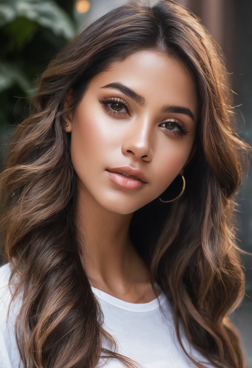 whole person,hiper realistic, different angles,ETHNICITY: Latino,GENDER: female, AGE: 27 years old, HEIGHT: , two meters, FULL BODY TYPE: triangular, FACE TYPE: rectangular, HAIR COLOR: black, EYE COLOR: green, SKIN COLOR: WHITE, HAIR HAIRSTYLE: long hair, TIPO DE CALÇADO: social. clear facial features, Cinematic, 35mm lens, f/1.8, accent lighting, global illumination –uplight –v 4