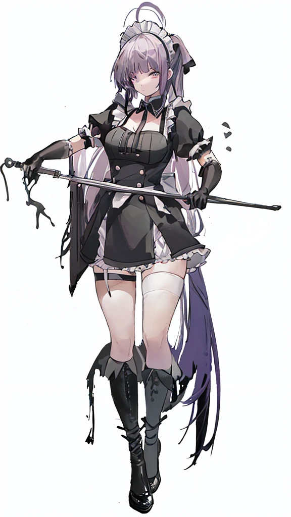 The girl in the picture is wearing a maid outfit