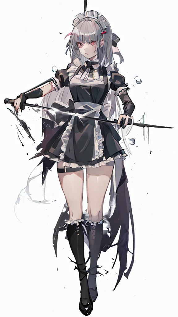 The girl in the picture is wearing a maid outfit