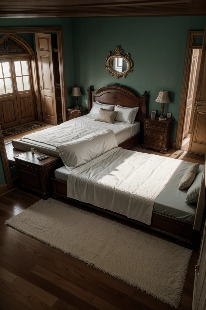 hd realistic image: BDSW room in a castle. +18. There is a bed... And adult toys on the bed. Modern bedroom in a fantasy world.