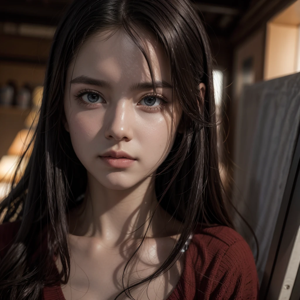 It's blue and small, confused and cute expression, hot girl with a woman's body and beautiful, thin hair, and your swimsuit is not even tight blue and the outline is white,