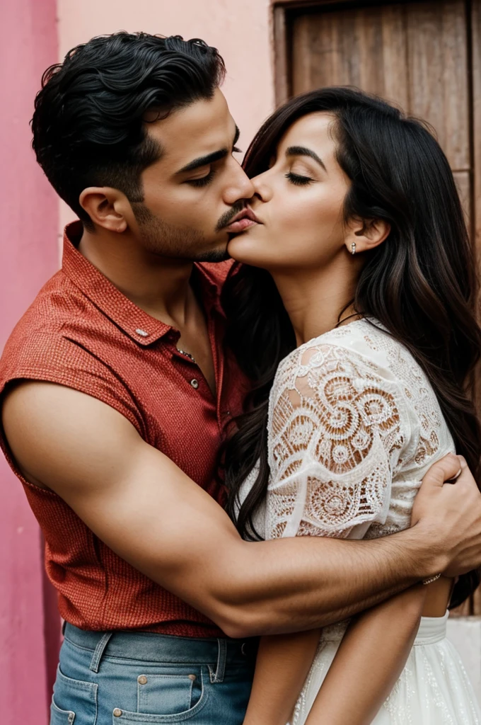 A woman named Camila kissing with someone named Benjamín