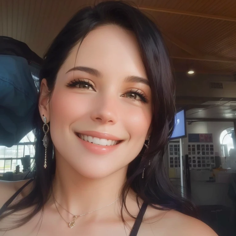 There's a woman who's smiling