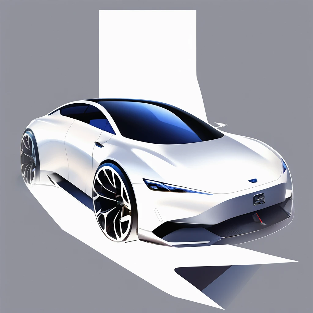 (masterpiece, Best quality:1.2), network design, Focus car, sports car, automobile, land vehicle, white body color, Front quarter view, wheel, shadow, geometric grain, reflection,  White background, automobileный дизайн, 概念automobileный дизайн, High-quality sketch, future car concept, Sketch of an ultra modern car, half of the sketch is drawn graphically, which smoothly turns into a high-quality photograph of a car. Connection diagram, concept sketch 