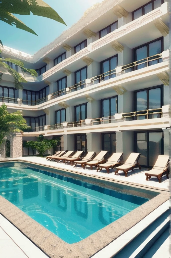 ((Лучшее качество)), ((шедевр)), (подробный), draw a high-tech house with a swimming pool