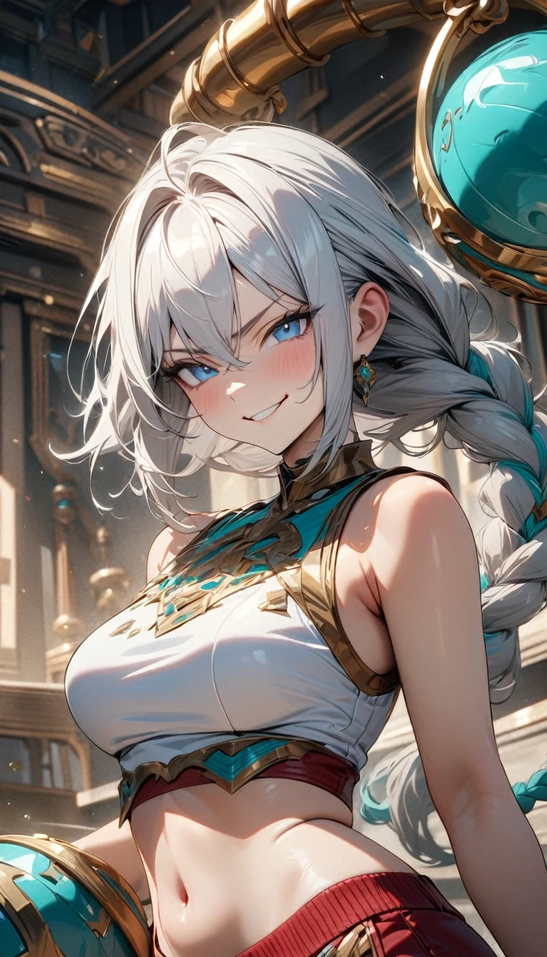 shenhedef, shenhernd, upper body, seductive look, blush, indoors, in office, looking at viewer, cloudy, moody lighting, (perfect detail eyes:1.2), glowing eyes, (long hair one braid:1.2), elemental skill effect, (Masterpiece, Best Quality, High Quality:1.4), professional artwork, Intricate Details, field of view, sharp focus, detailed painting, photorealistic lighting, trending on pixiv, (vivid lighting, vibrant colors:1.05), realistic shadows, ambient occlusion, (athletic body:1.3), mature woman, 30yo, shenhe, hyperdetail eyes, beautiful eyes, (((solo:1.4))), semi-realistic hair, hyperdetailed clothes