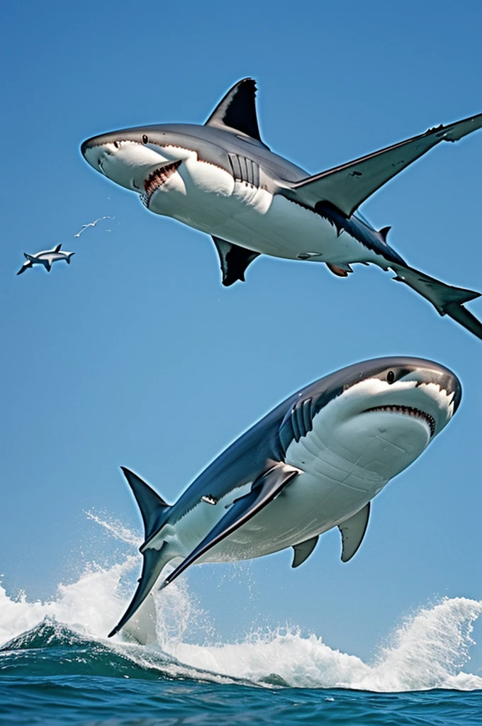 A bird falling into the mouth of a shark