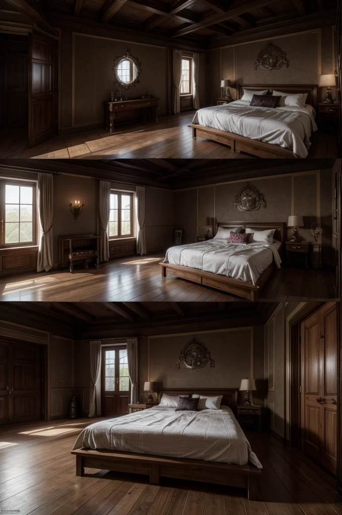 Realistic HD bdsm room of a mystical castle, modern fantasy world. There is a bed, vibrators, handcuffs etc....