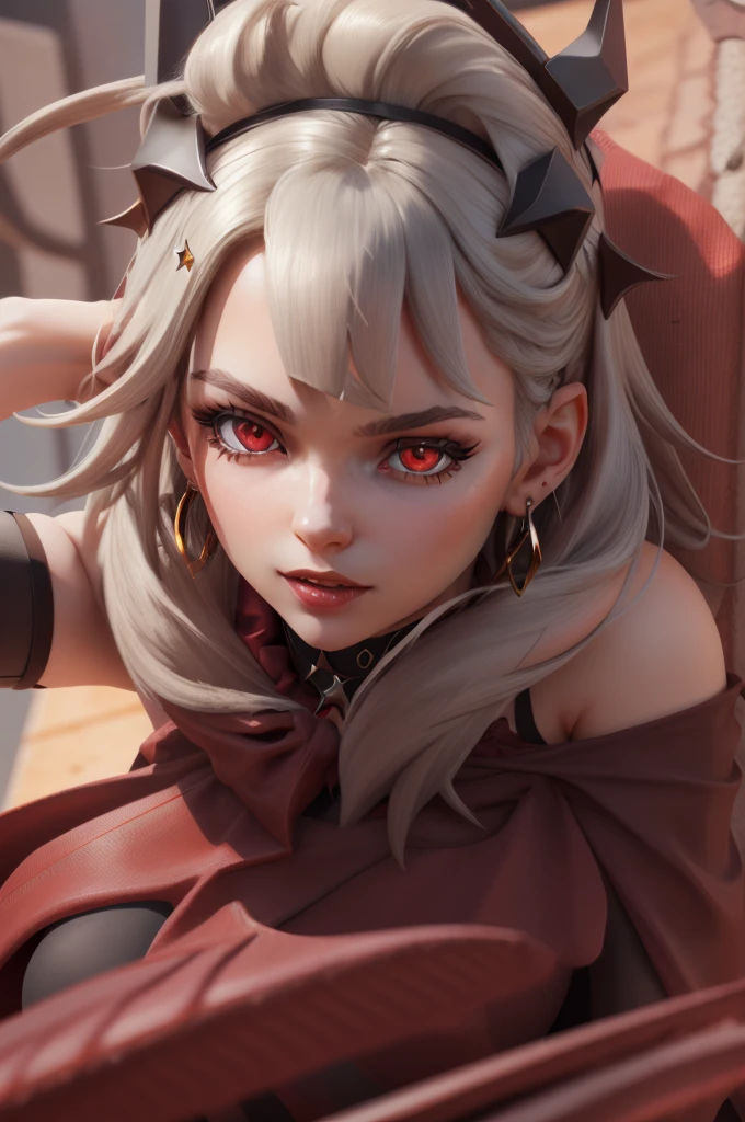 ((masterpiece)), ((best quality)), (detailed), perfect, solo, purah, gorgeous woman with cleavage, luscious lips, white hair, huge breast, deep cleavage, huge breasts, sexy,