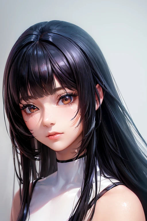 (masterpiece, high quality, lifelike, Ultra realistic, Remarkably high quality, photorealistic:1.5), Anime Girl with Black Long Hair minimalist logo design bright colors, high quality, extreme quality, super detailed 