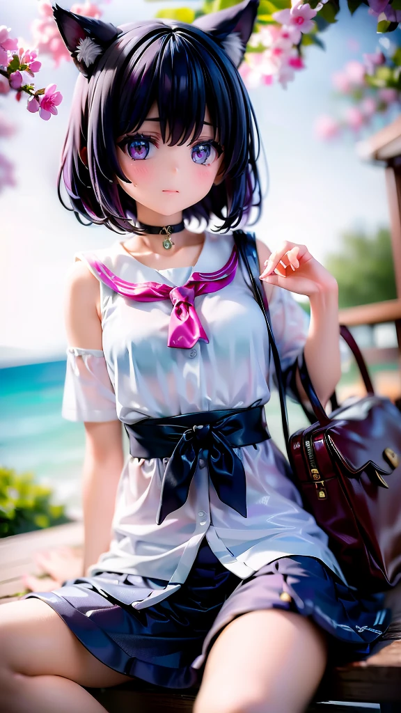 A very cute 11-year-old girl in summer outfit