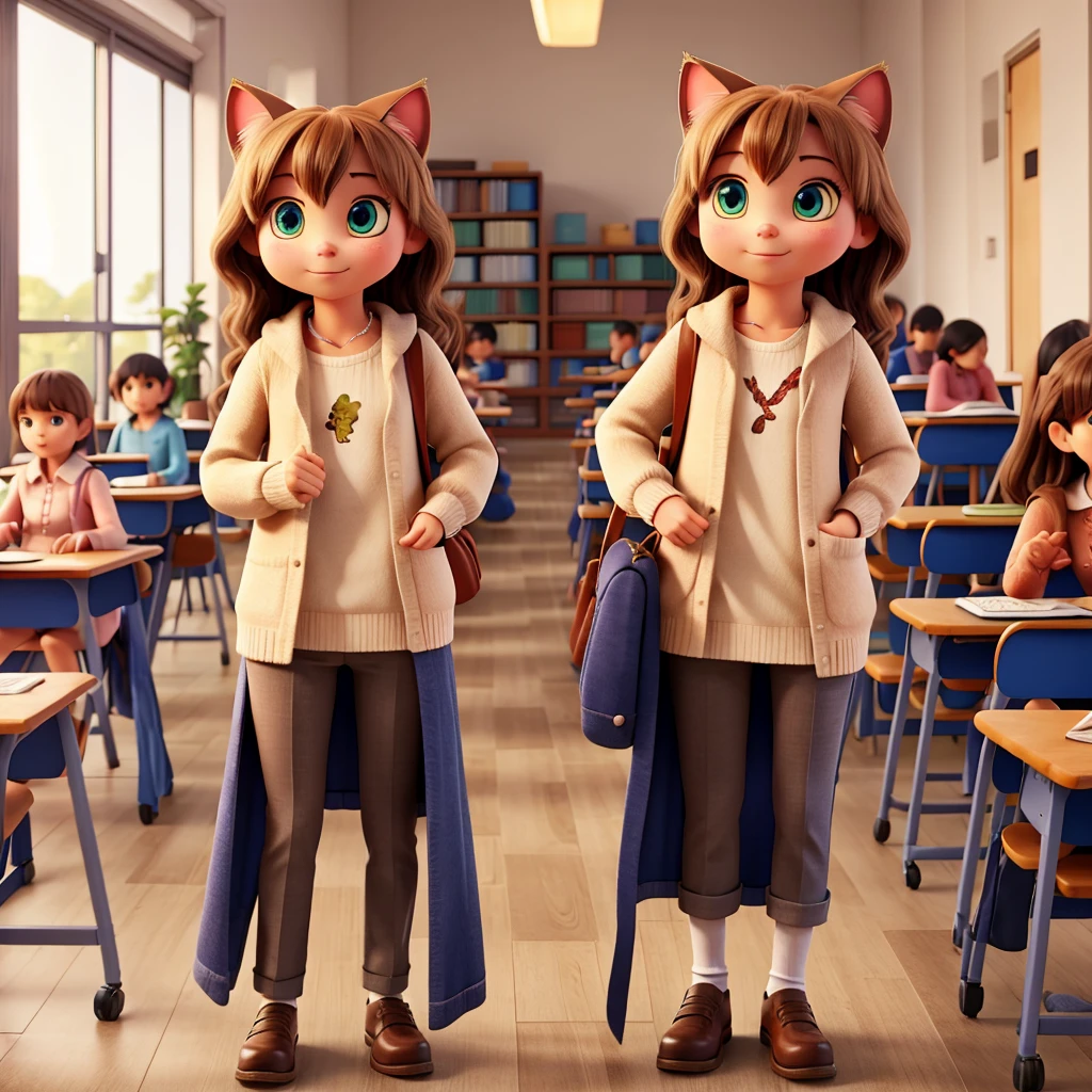 Clothes cat in the classroom